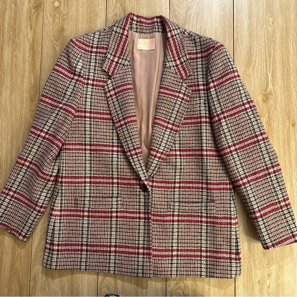 Vintage Pendleton Red and Black Checkered Blazer